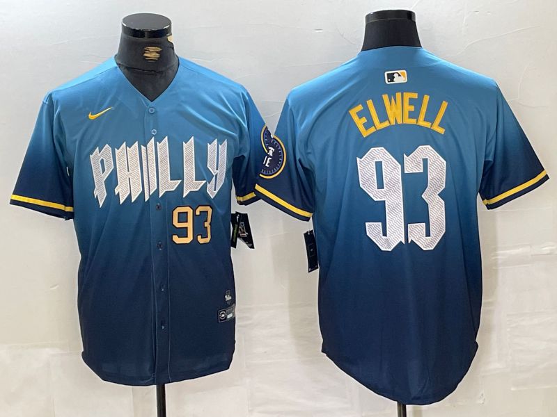 Men Philadelphia Phillies #93 Elwell Blue City Edition 2024 Nike MLB Jersey style 1->philadelphia phillies->MLB Jersey
